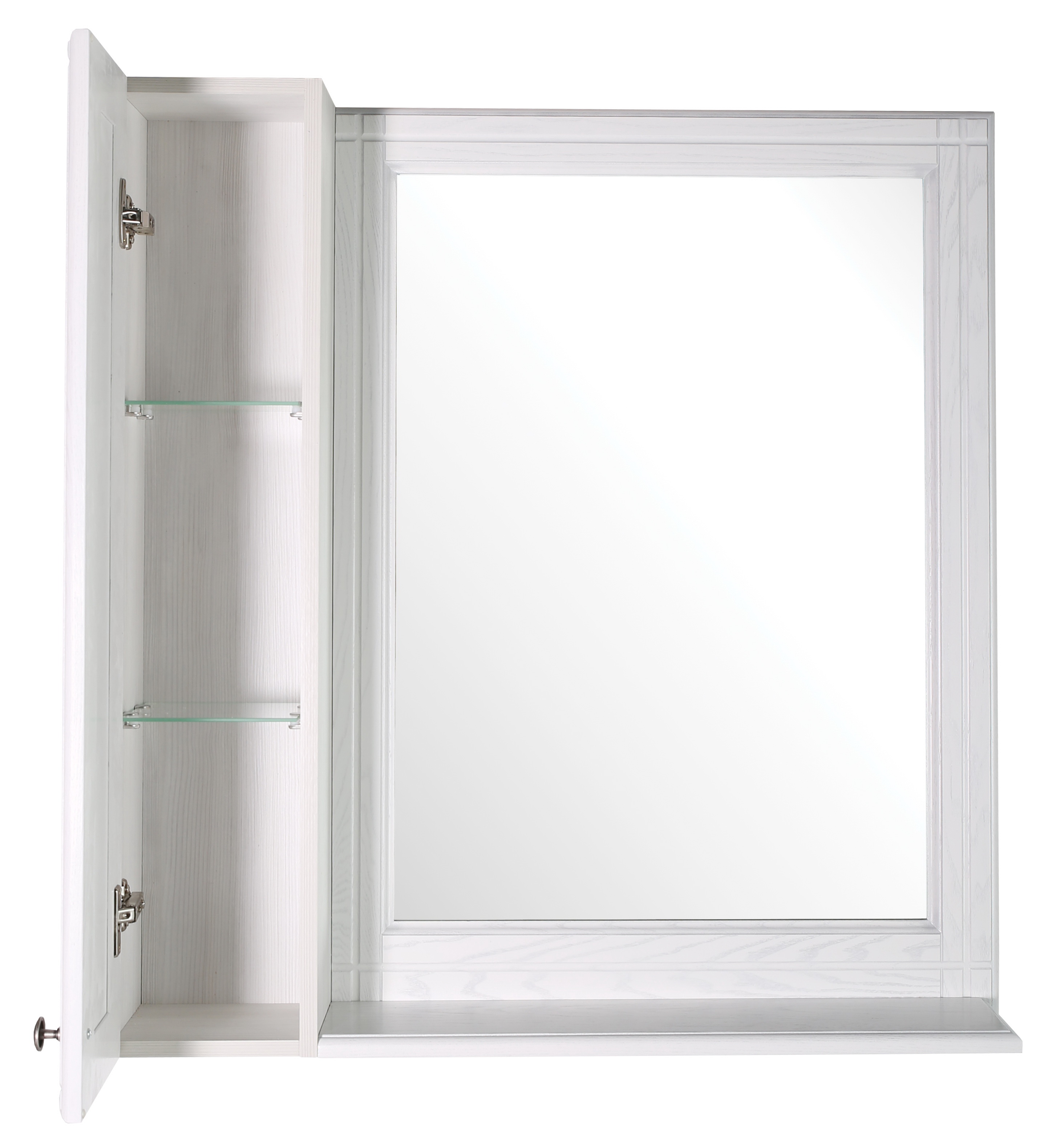 Зеркало Берта-85 со шкафчиком в ванную массив ясеня (петли слева)