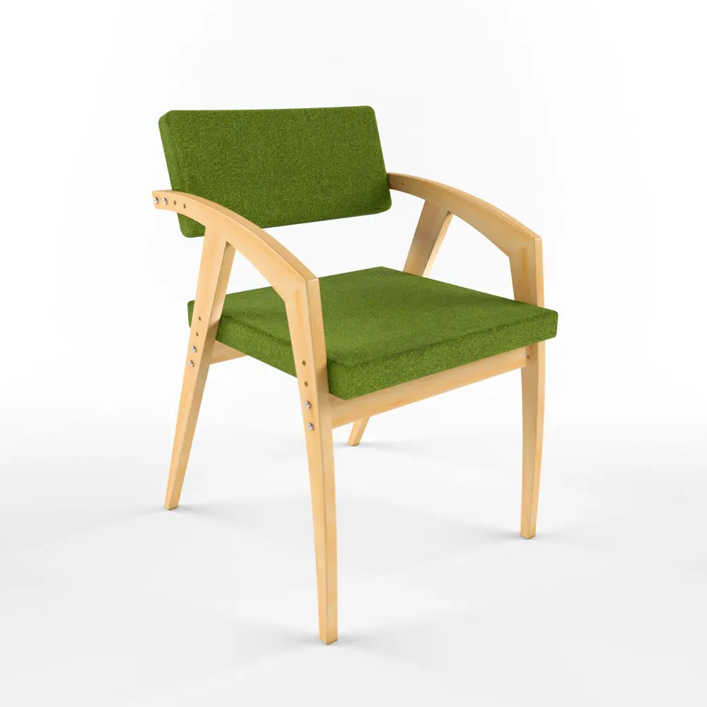 Стул из дерева Rabbit Wood Бруно рогожка Олива