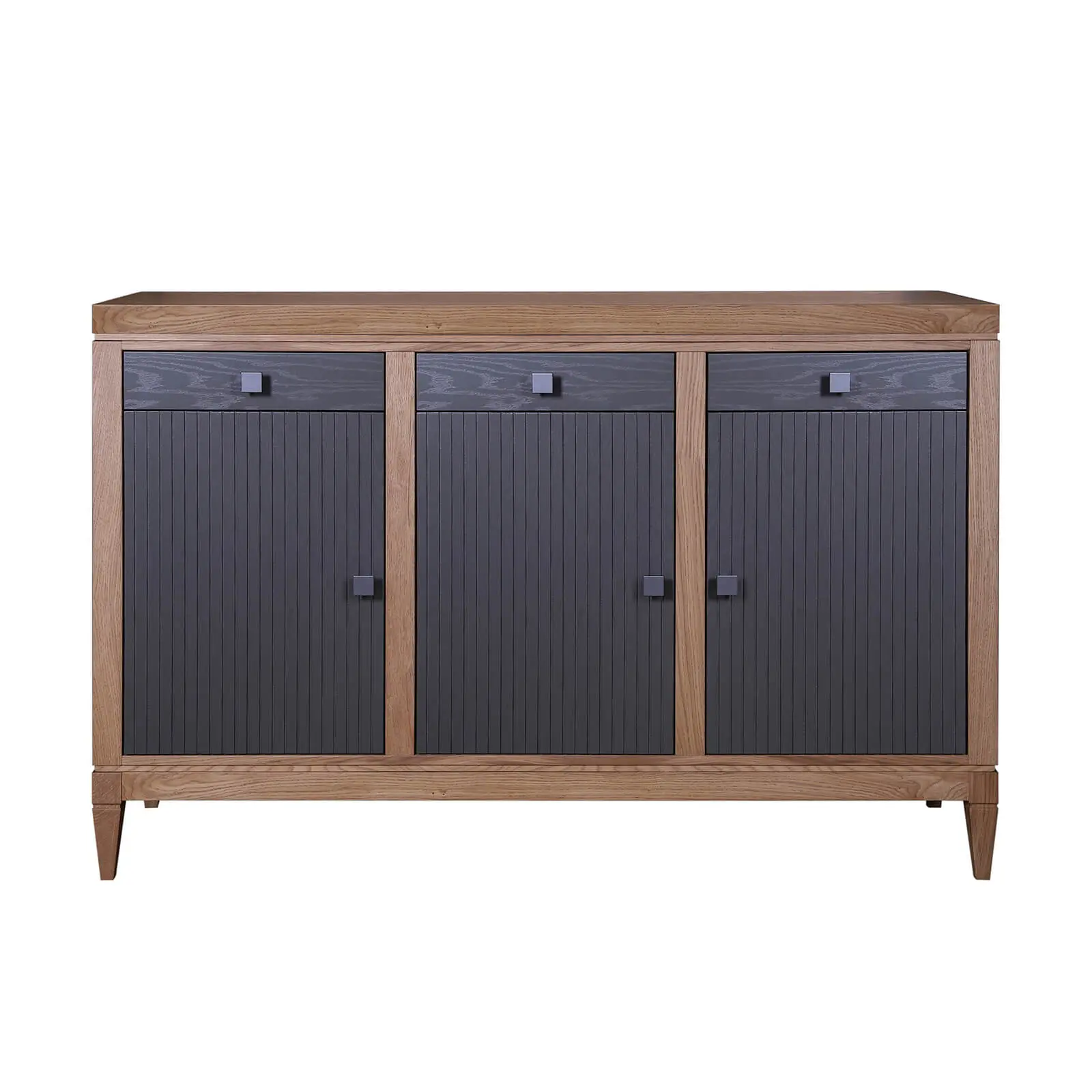 (4.2.6) Комод массив дуба Фокстрот 333C рельеф (дуб натуральный-бетон-дуб натуральный)