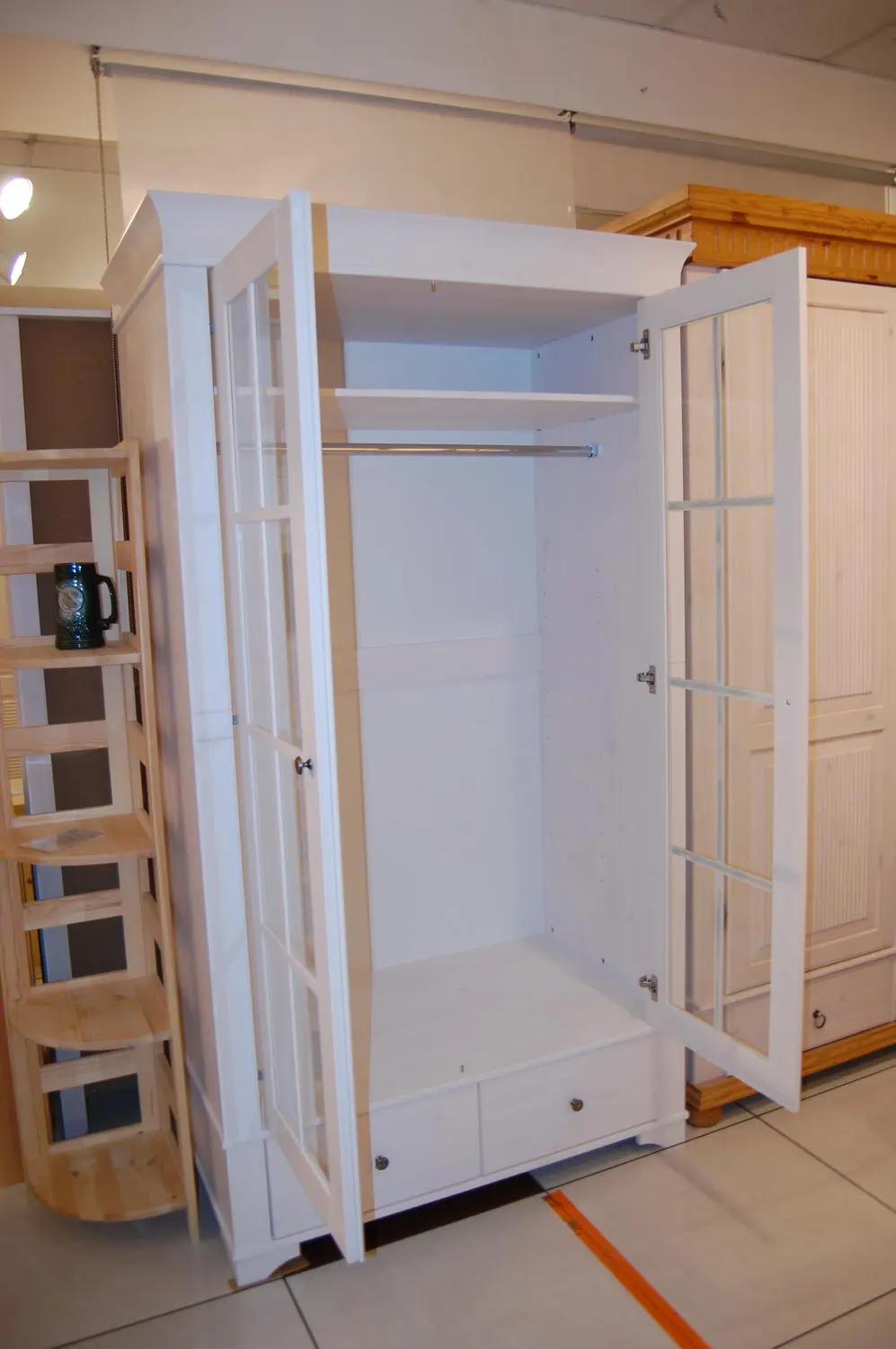 Шкаф Бейли 2-ств со стеклянными дверями белый воск