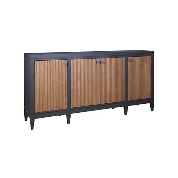 Комод чёрный из дуба Фокстрот 440A рельеф (бетон-дуб натуральный)