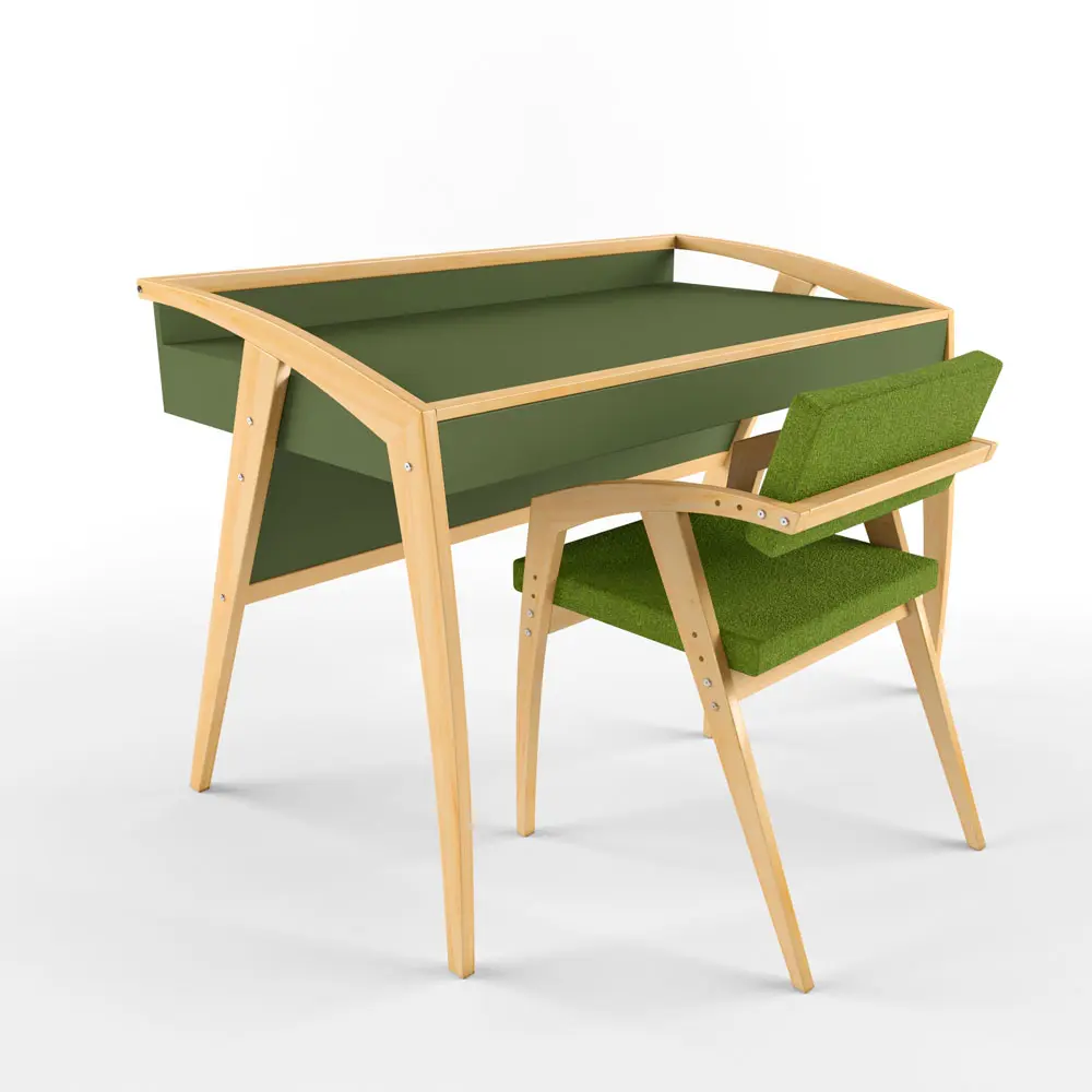 Стул из дерева Rabbit Wood Бруно рогожка Олива