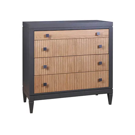 (3.1.1) Комод чёрный с 4 ящиками из дуба Фокстрот 204A (бетон-дуб натуральный)