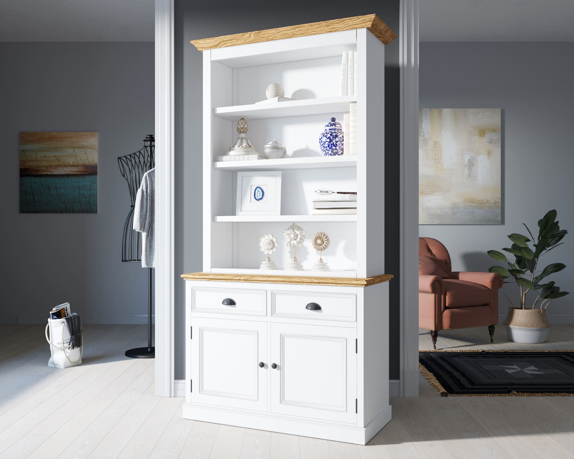 Стеллаж с 2 ящиками береза "Palermo"