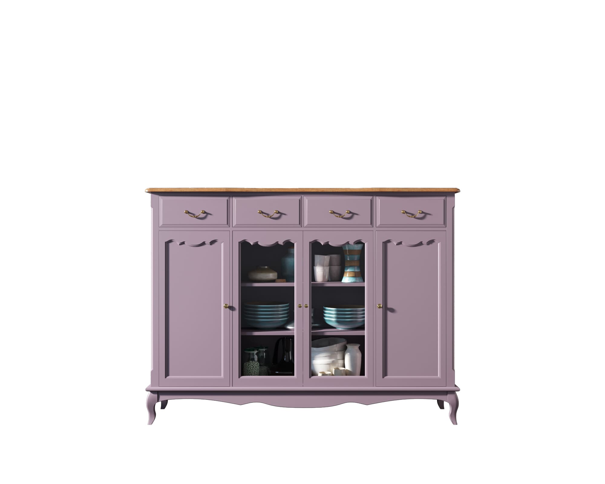 Комод-витрина с ящиками массив Leontina Lavanda арт ST9363L