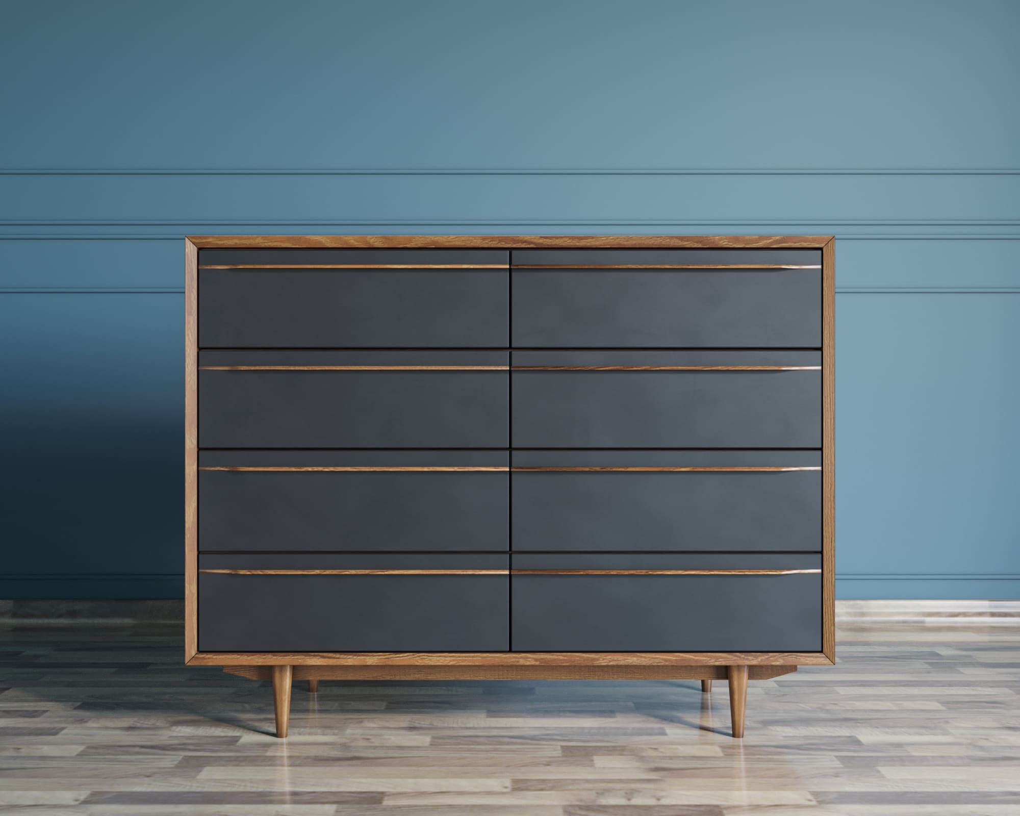 Комод массив «Bruni Black" на восемь ящиков