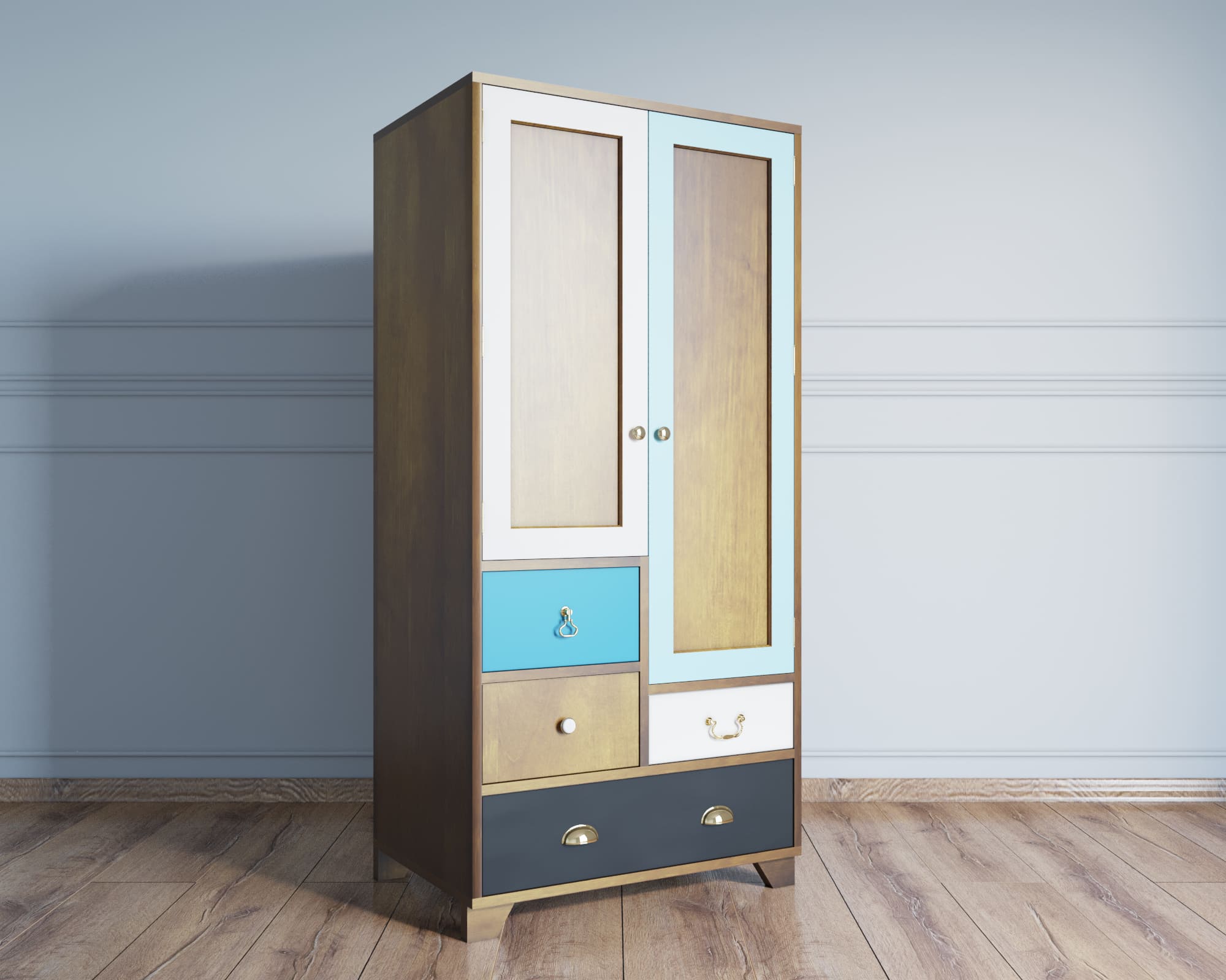 Шкаф "Aquarelle" двухдверный с ящиками