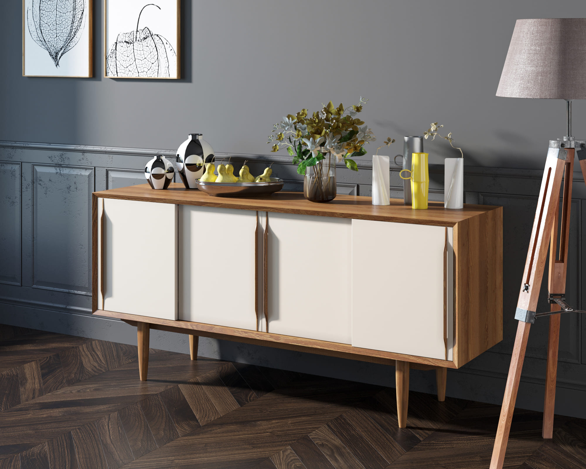 Комод «Bruni white» четыре дверки