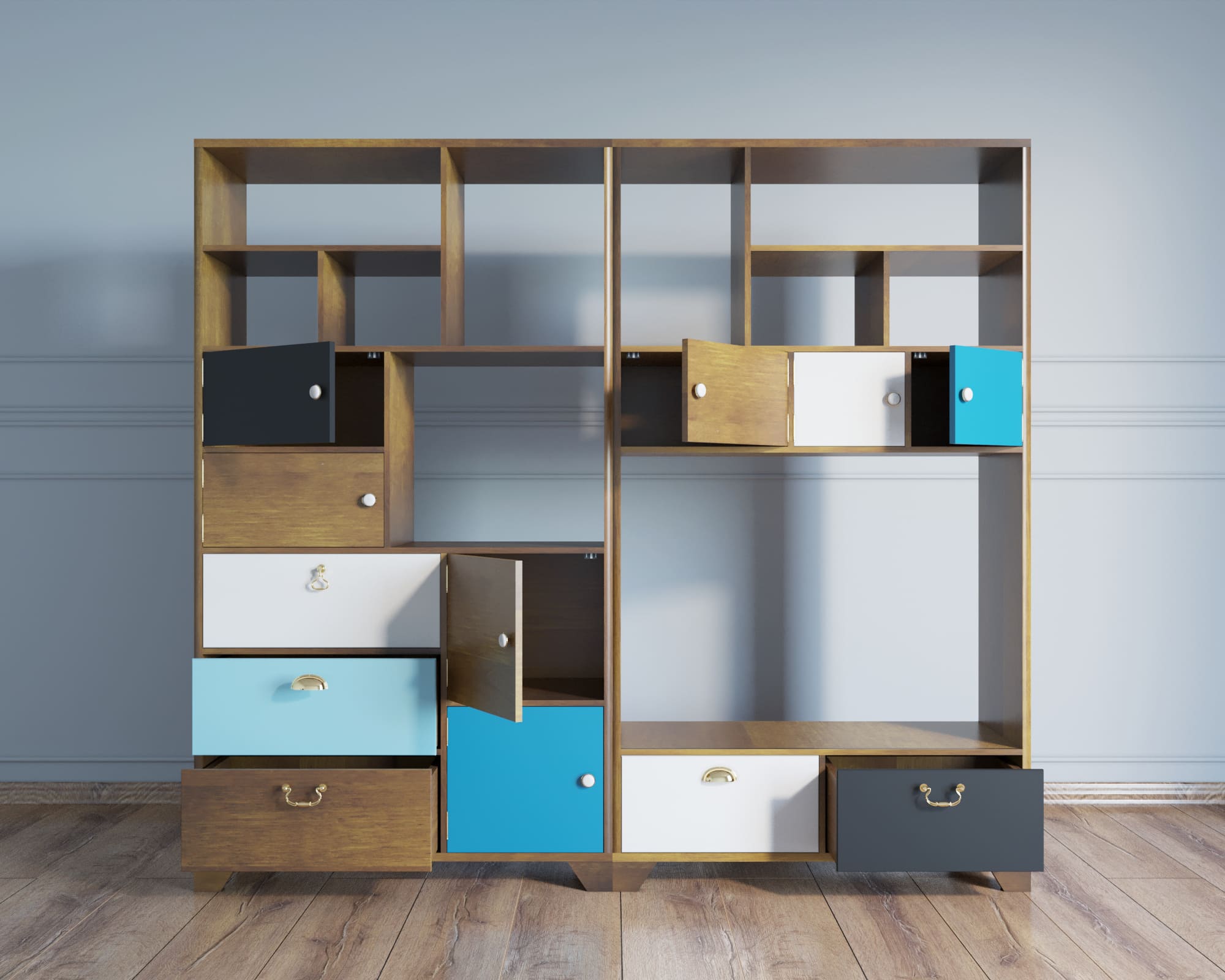 Стеллаж из дерева "Aquarelle" двойной