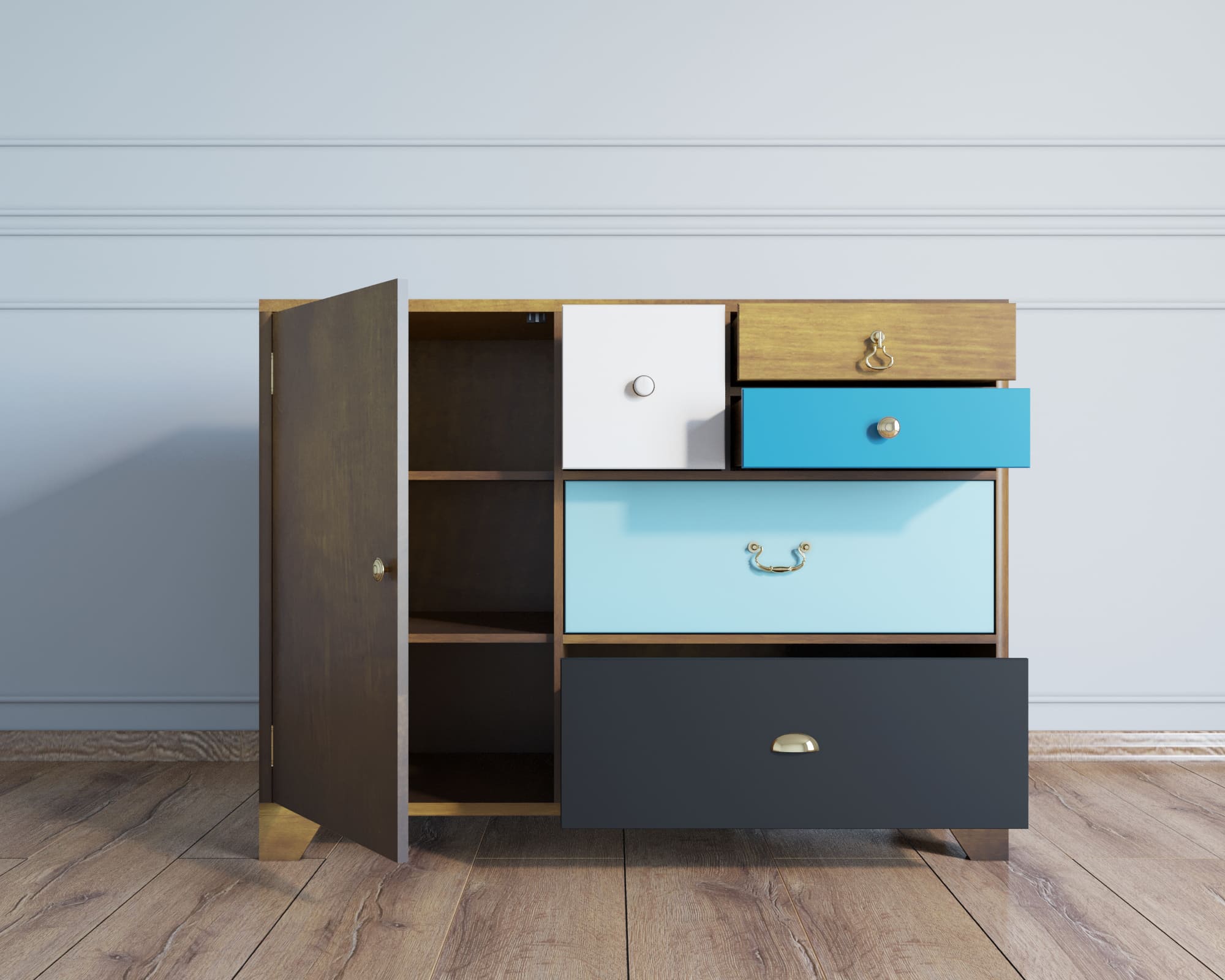 Комод малый с 5 ящиками массив берёзы «Aquarelle»