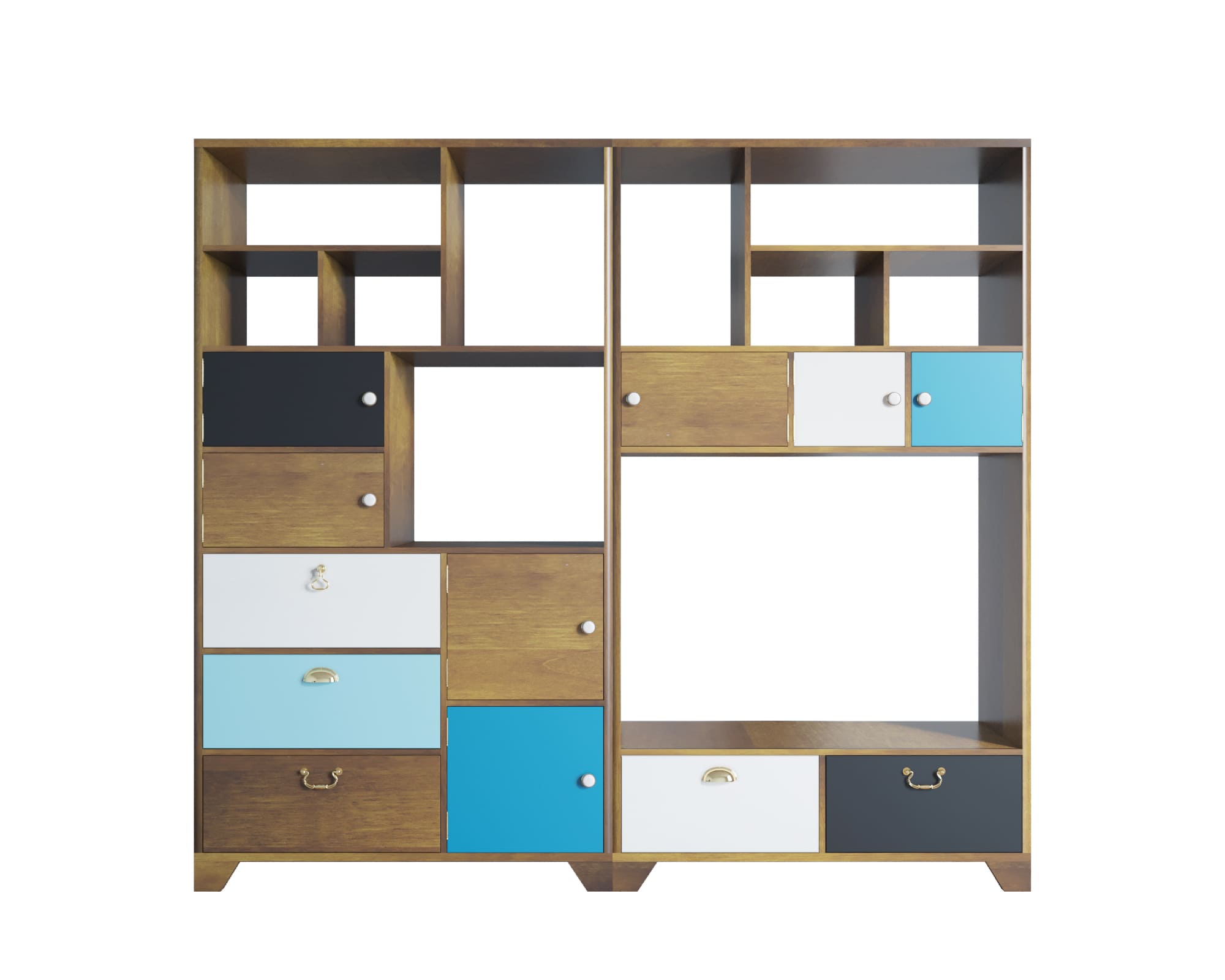 Стеллаж из дерева "Aquarelle" двойной