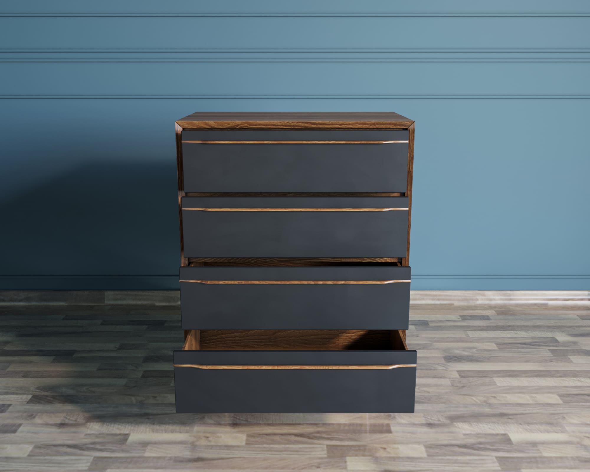 Комод на четыре ящика чёрный "Bruni Black" ящика