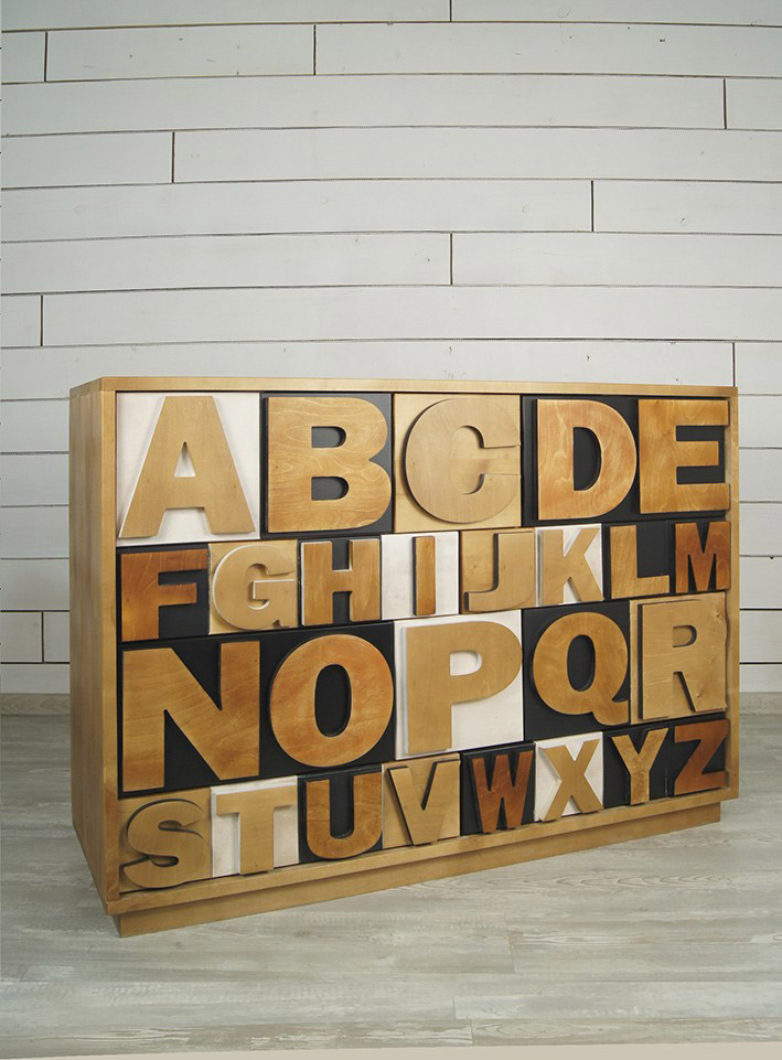 Комод из дерева «Alphabeto Birch» 10 ящиков арт AL-01/2ETG/4