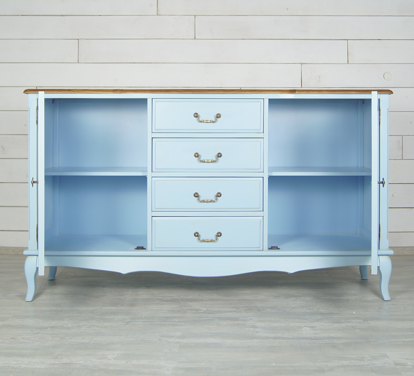 Голубой комод Leontina с дверками и ящиками