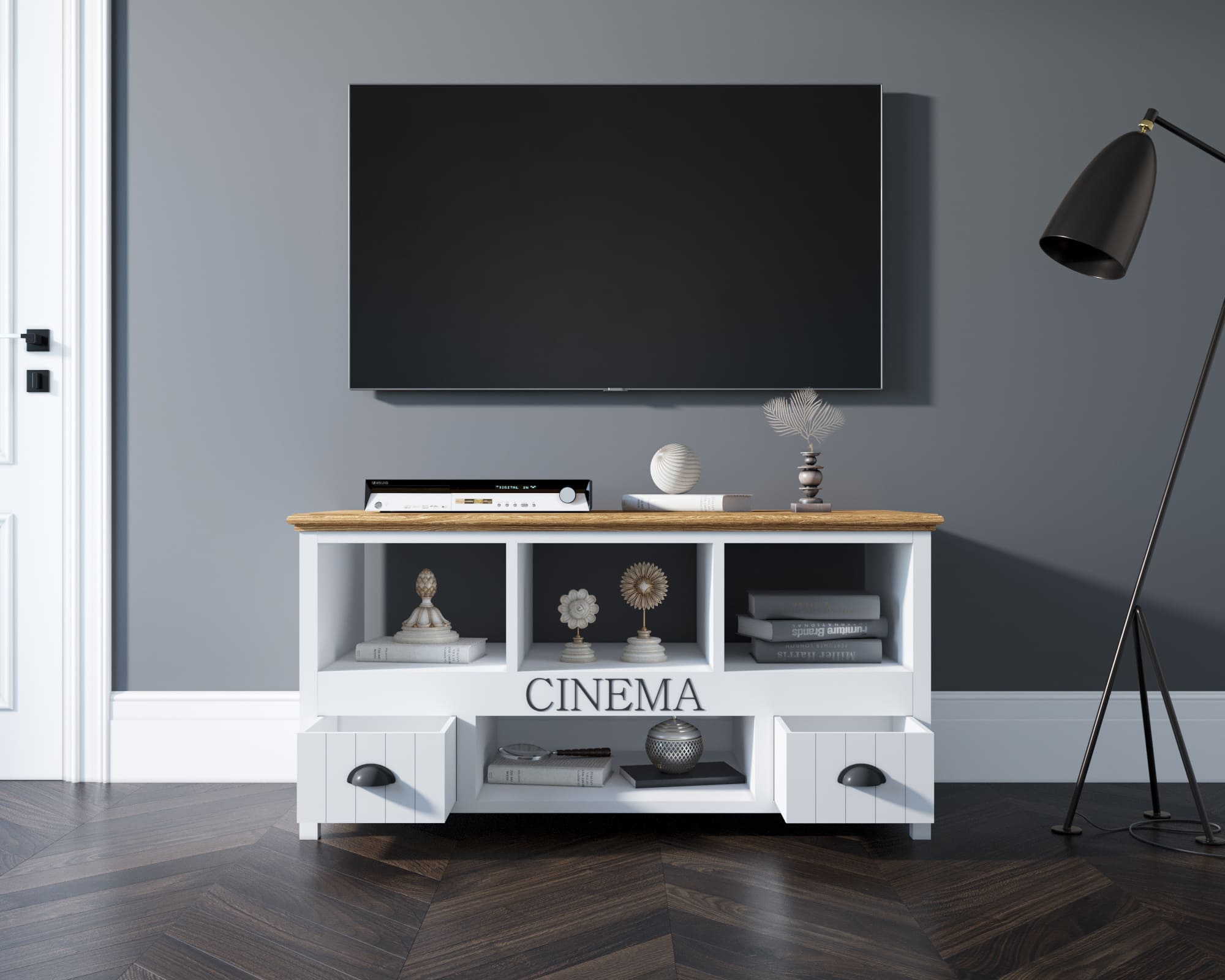 Консоль под TV из дерева "Palermo" с открытыми полками