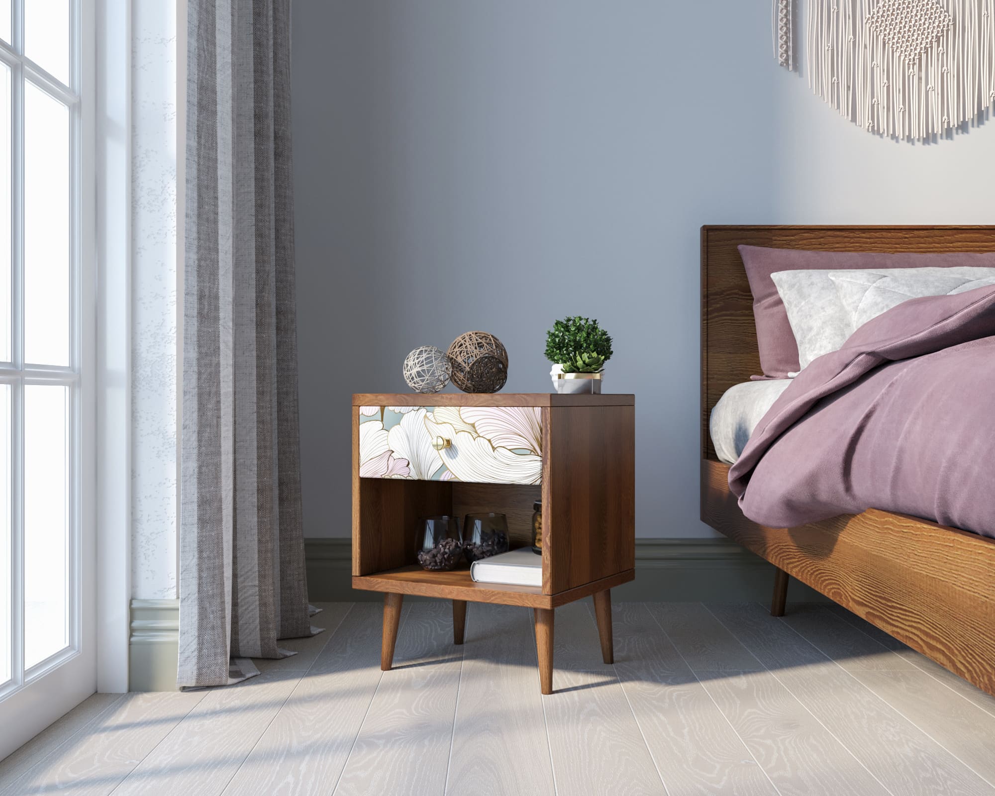 Тумбочка с ящиком и открытой полкой "Berber"