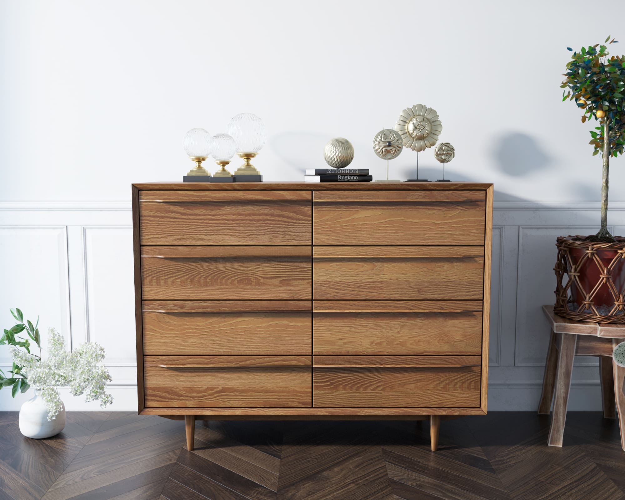 Комод из дерева "Bruni" на восемь ящиков