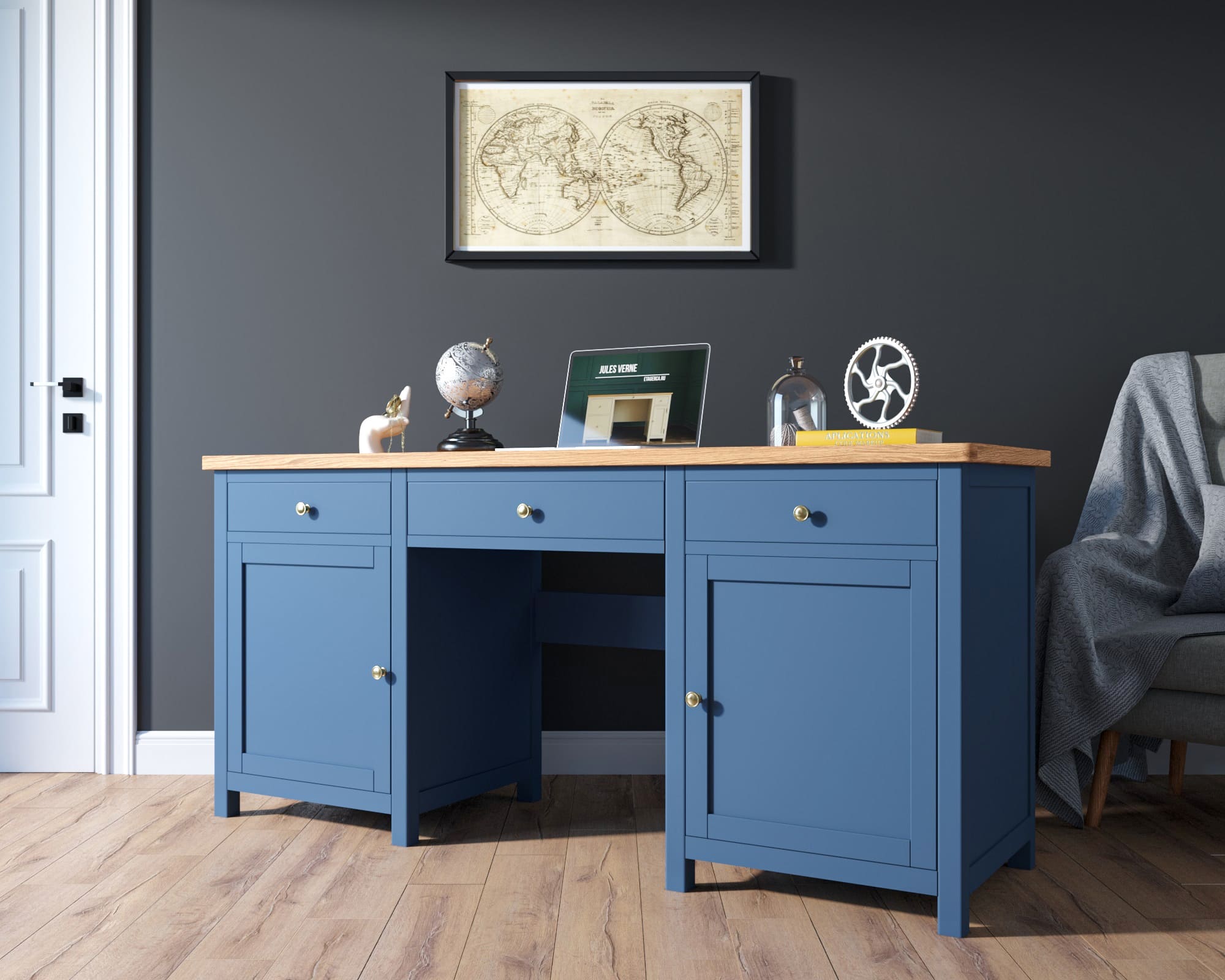 Большой рабочий стол с 3 ящиками "Jules Verne"