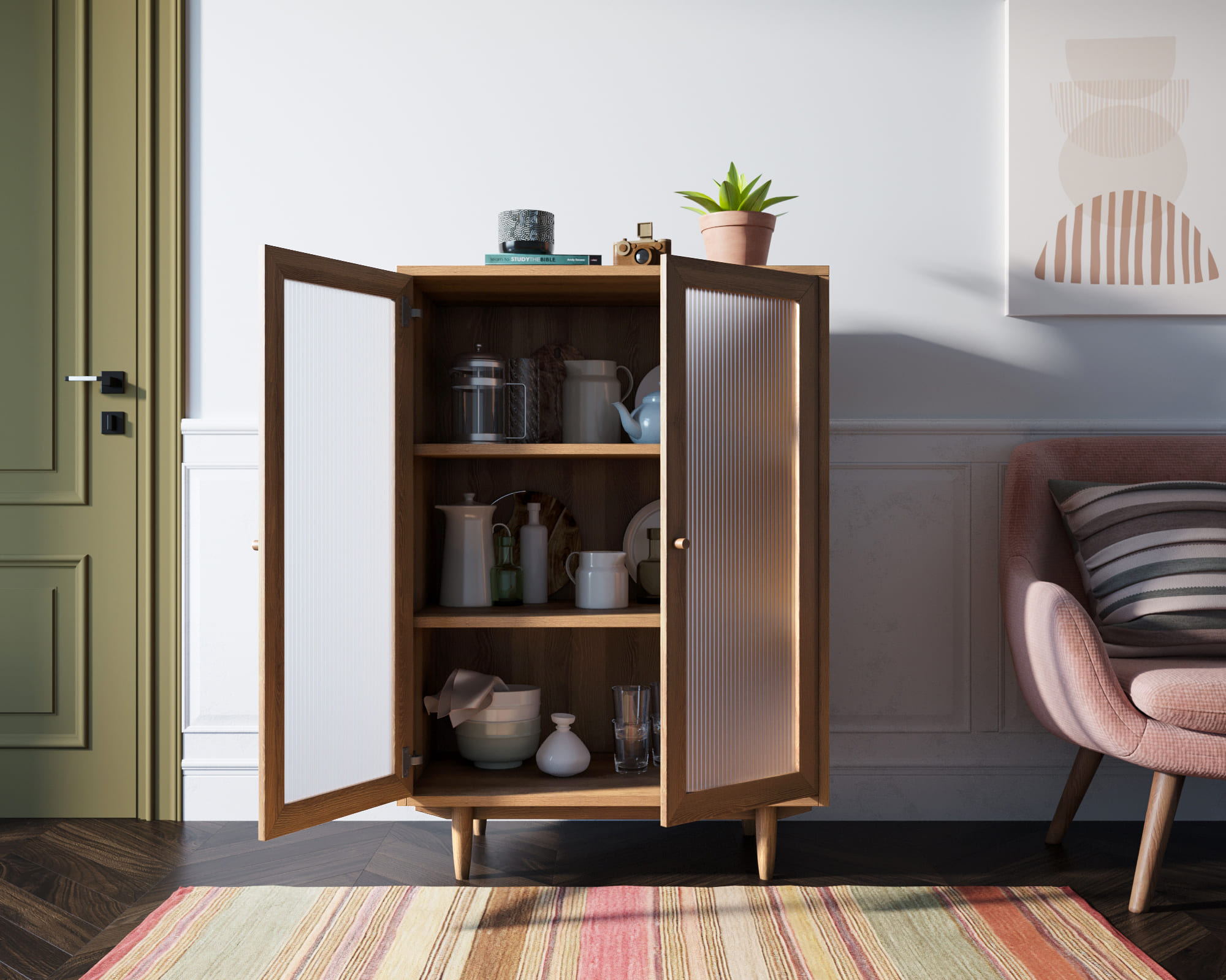 Шкаф с 3 полками и дверками средний "Smart" module 03