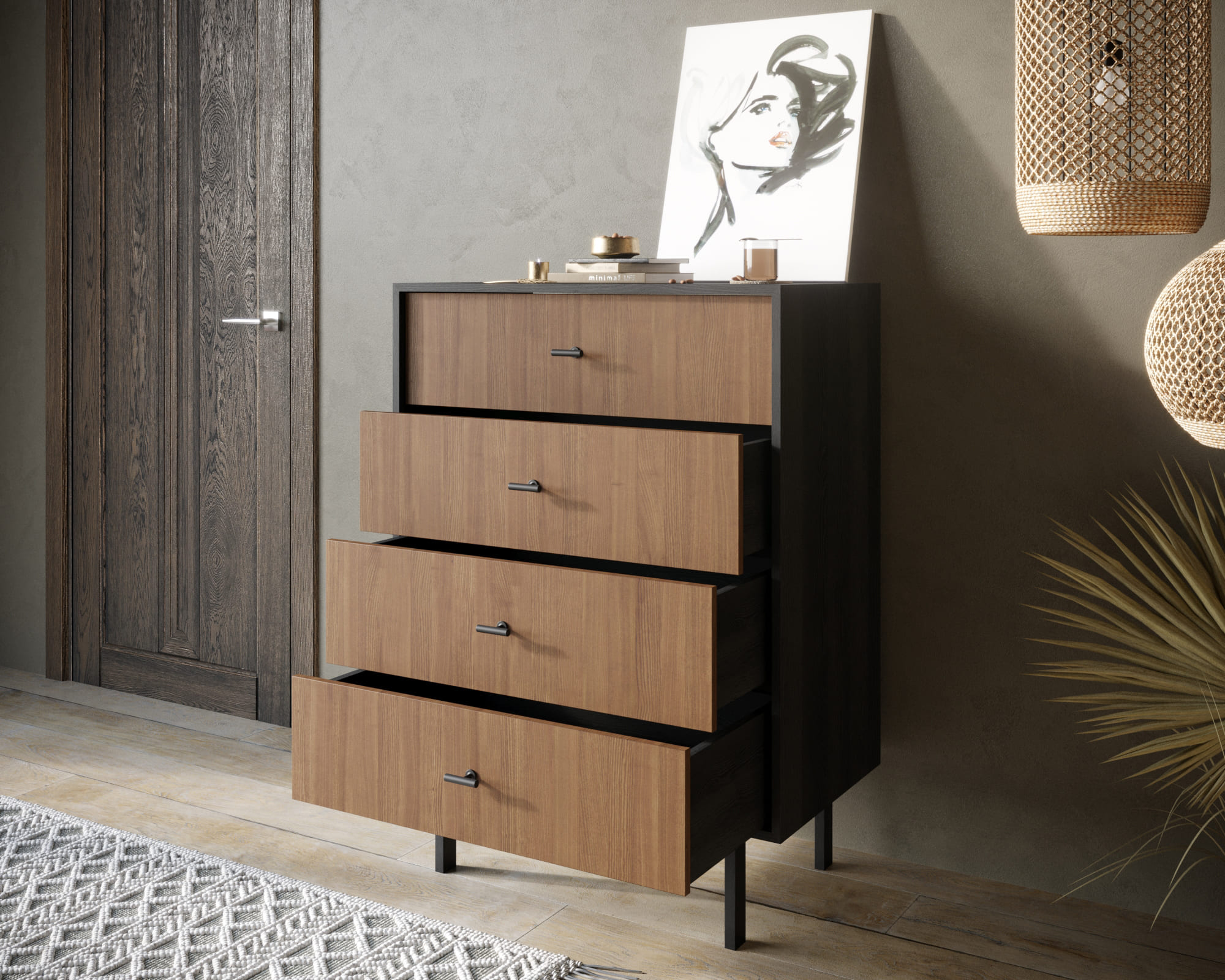 Комод вертикальный с четырьмя ящиками "Emerson"