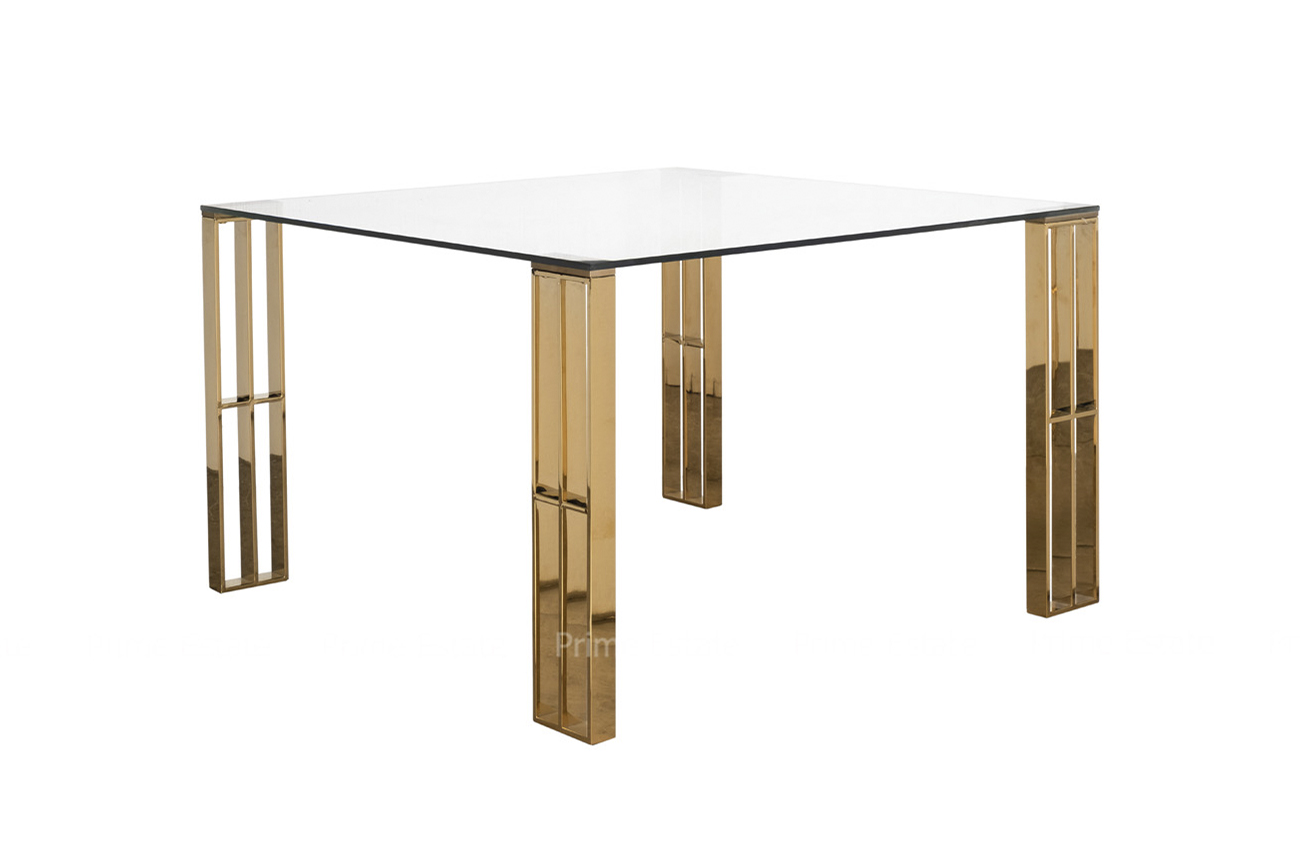 GY-00006 Стол обеденный прозр.стекло/золото 120*120*75см