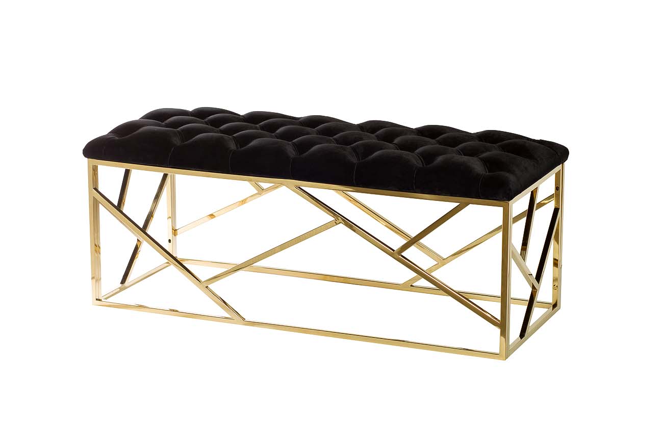 GY-BEN7835GOLD-BL Банкетка велюр черный/золото