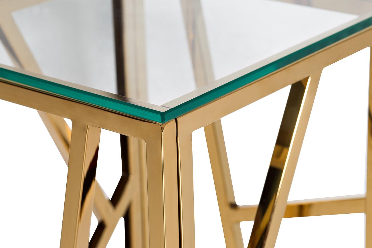 47ED-FS015GOLD Стол журнальный высокий прозр.стекло/зол.