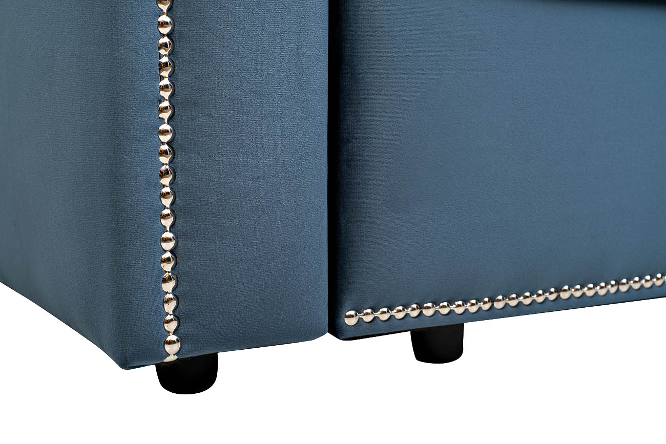 Диван Mores трехместный раскладной, велюр бирюзовый Bel36