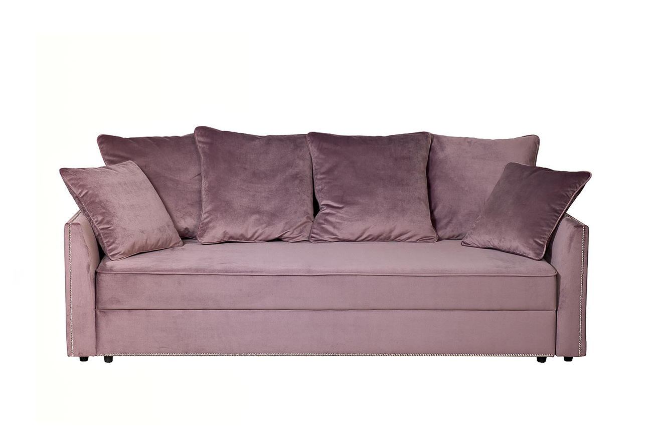 Диван Mores трехместный раскладной, велюр пыльная роза Н-Йорк40
