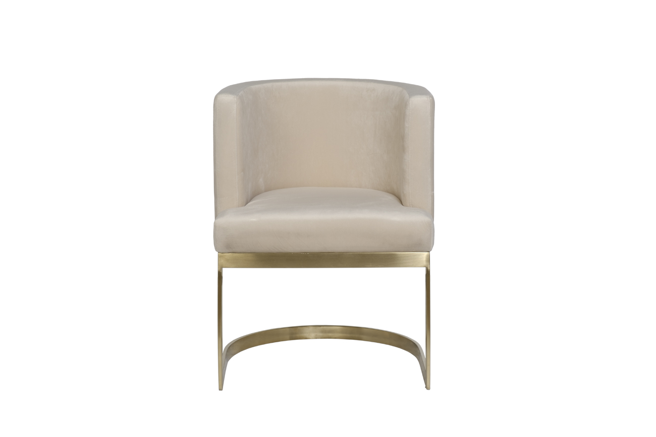 76AR-612GOLD-CR Стул велюр св.бежевый/матовое золото