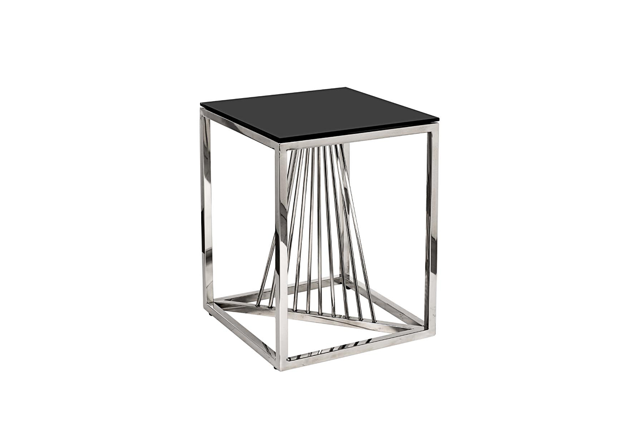 13RXET8083M-SILVER Стол журнальный стекло черн/серебро