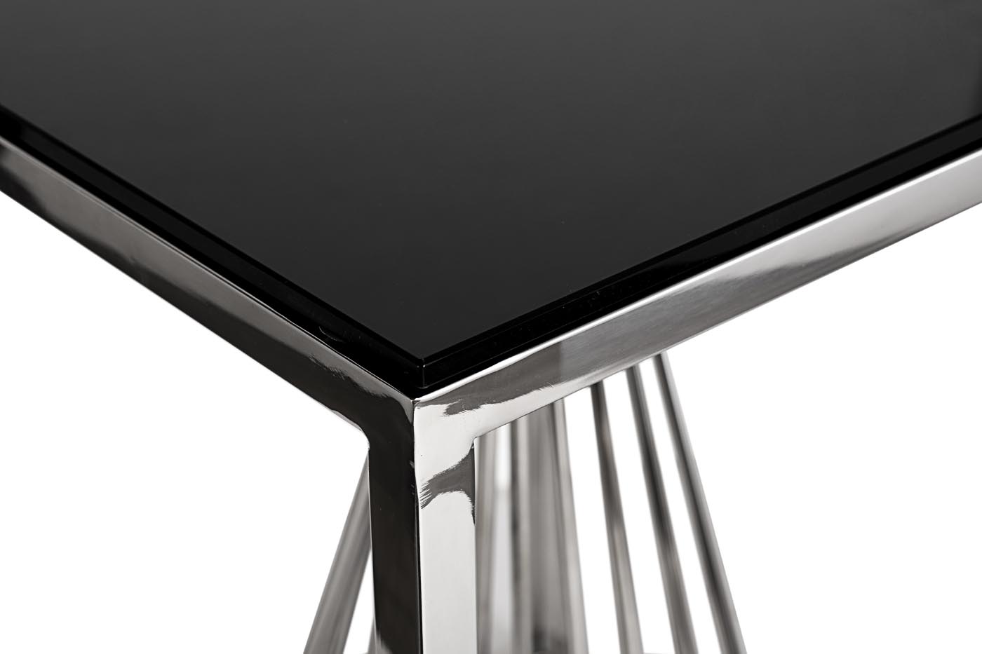 13RXET8083M-SILVER Стол журнальный стекло черн/серебро
