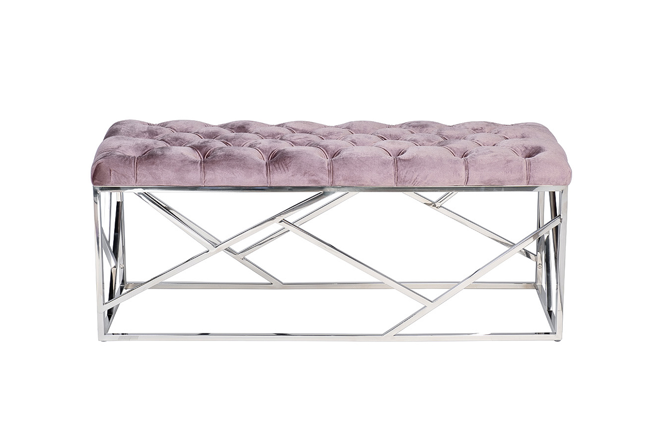 GY-BEN7834-DPK Банкетка велюр темно-розовый/ хром