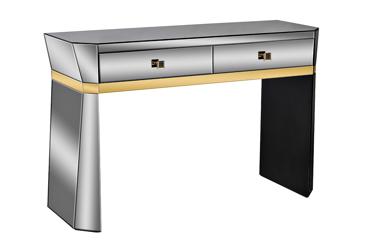 KFG125 Консоль 2 ящика с золотистой отделкой