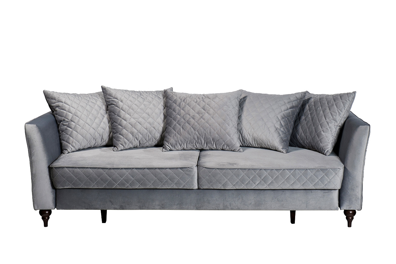 Диван Sorrento(K) 230M трехместный раскладной c кантом, велюр светло-серый Bel40+Bel40