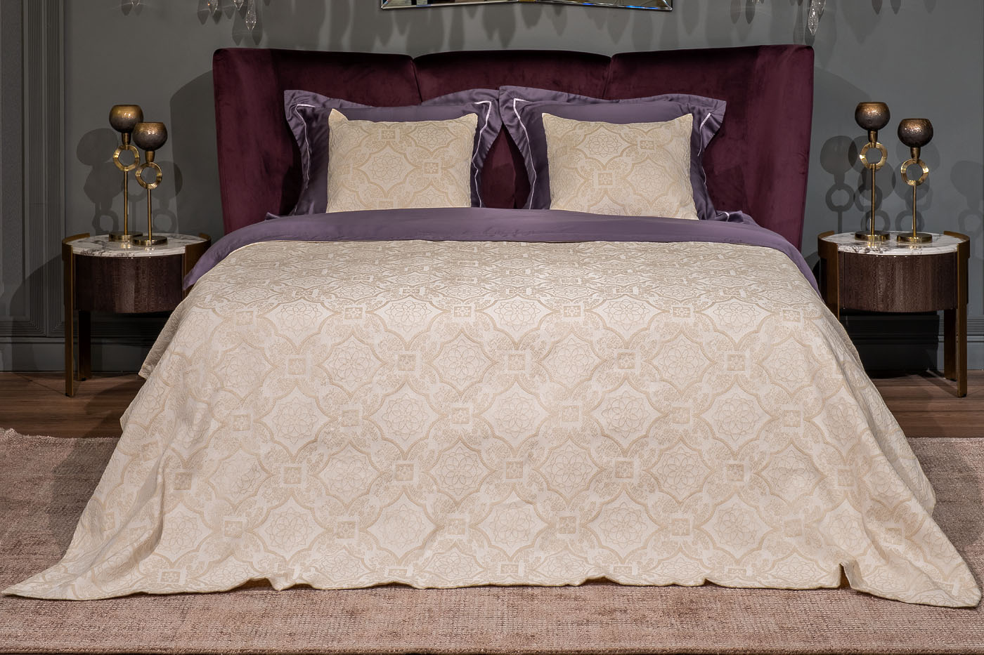 16AMR-NS180230-POKR BEG Покрывало Тиара беж