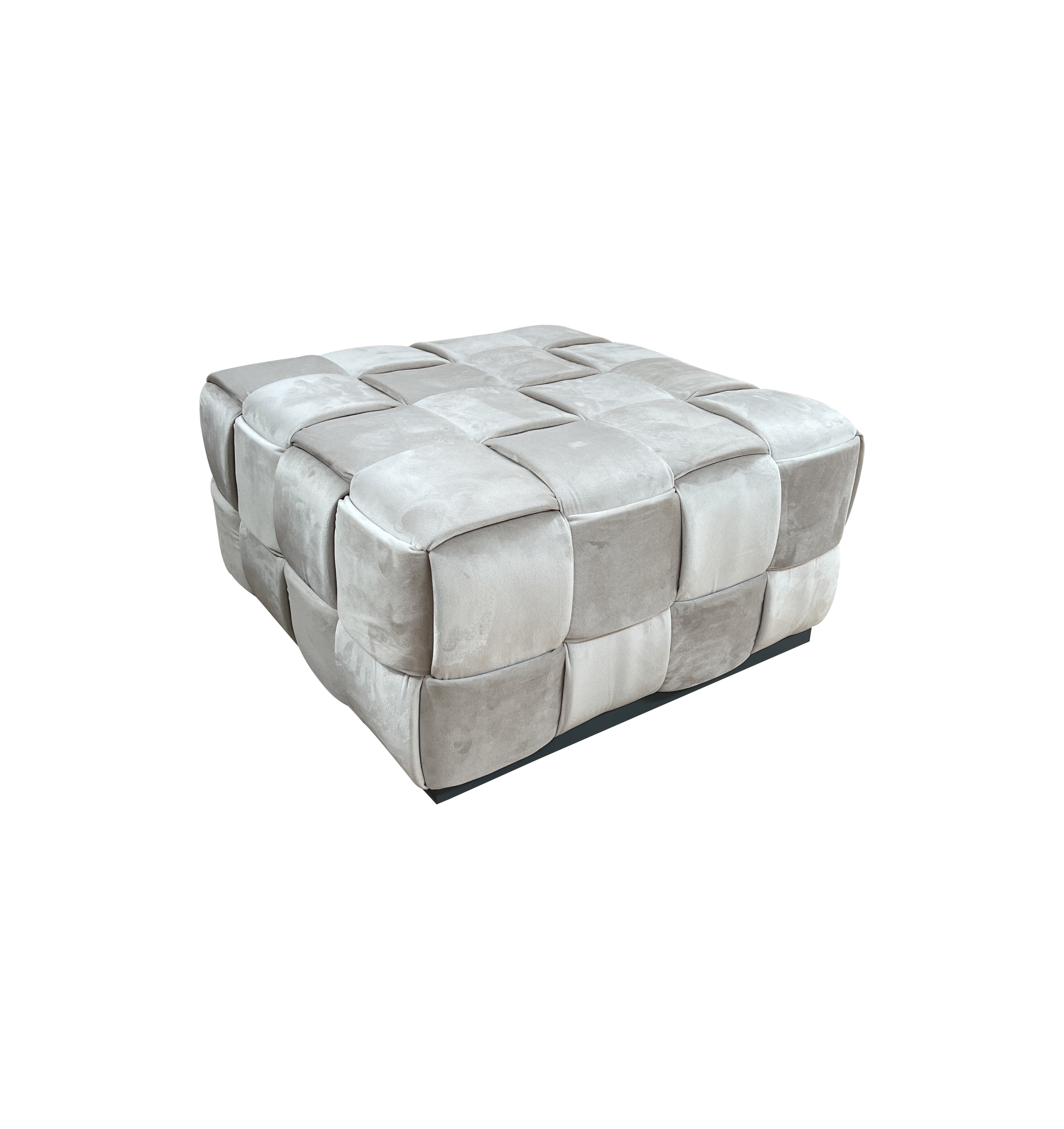 N-PUF-222 SVB Пуф плетеный, велюр светло-бежевый