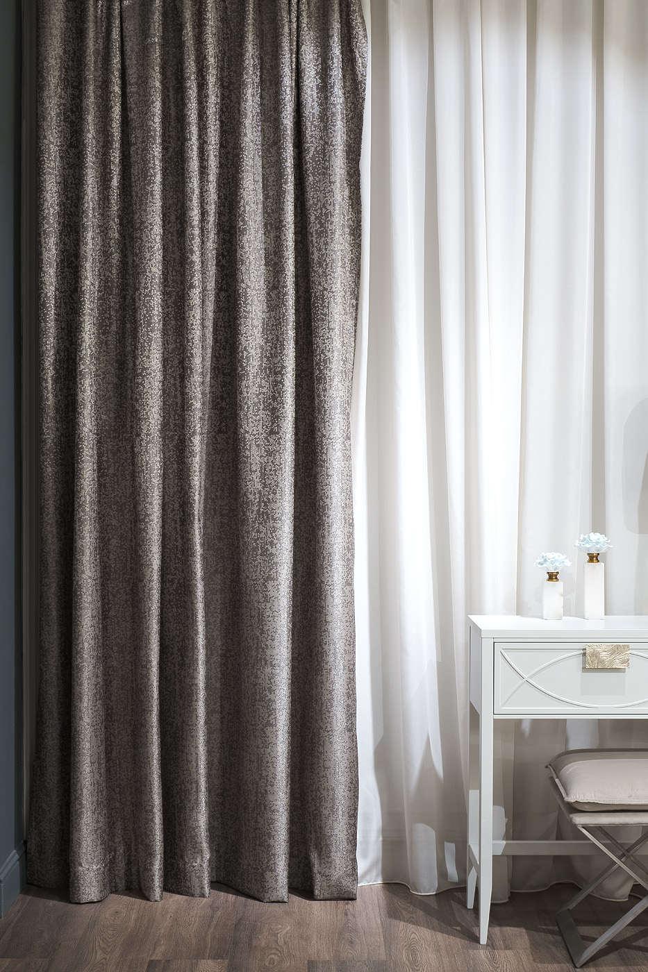 121GD-TEL07-PORT SER Портьера BARI серебряная