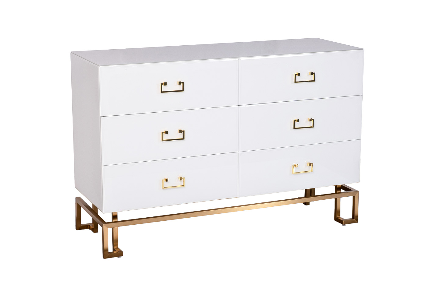 KFG089 Комод 6 ящиков белый/золото