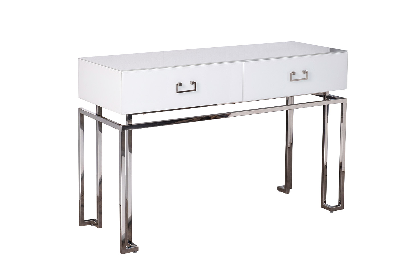 KFG070-NI Консоль, 2 ящика, белая/ хром