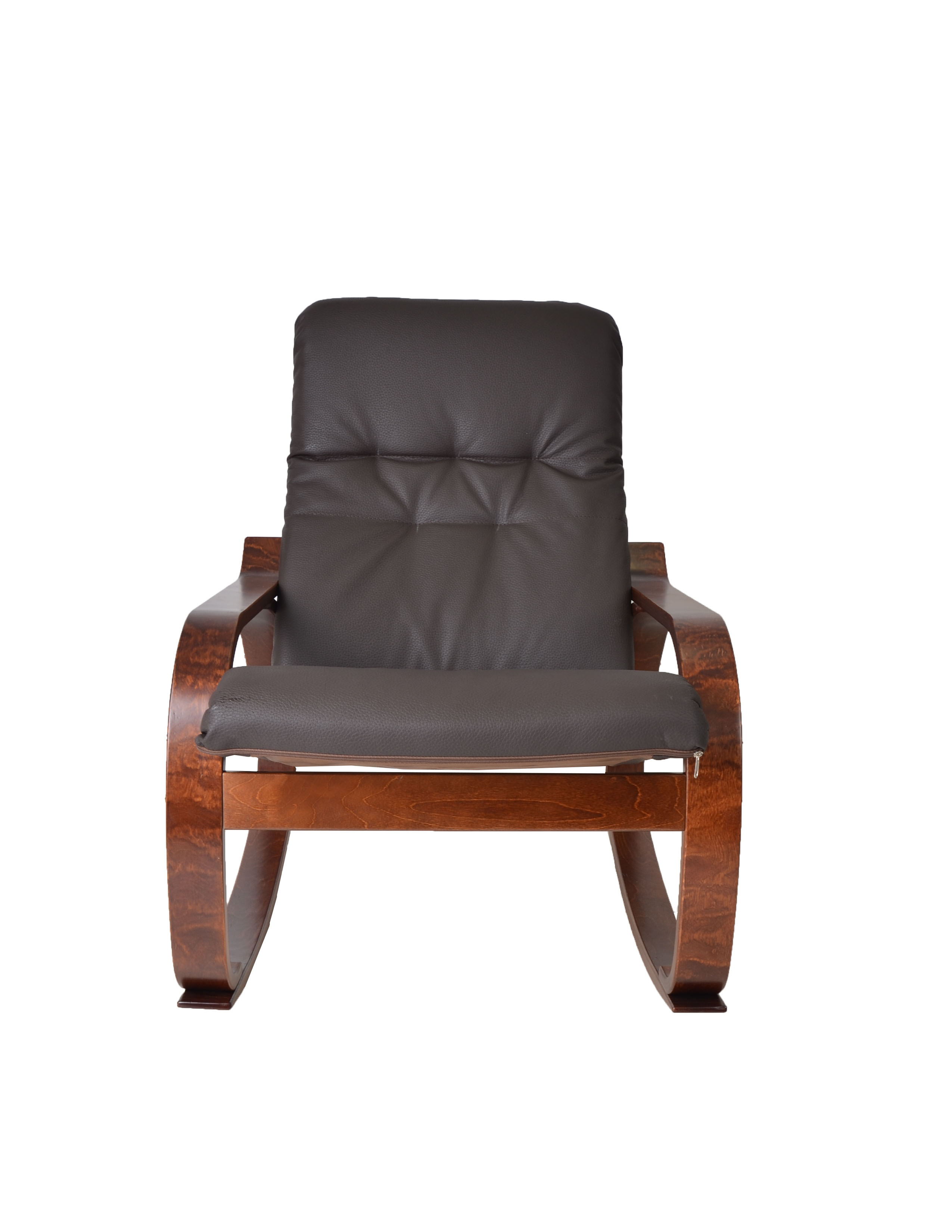 кресло-качалка Сайма Экокожа шоколад каркас Вишня