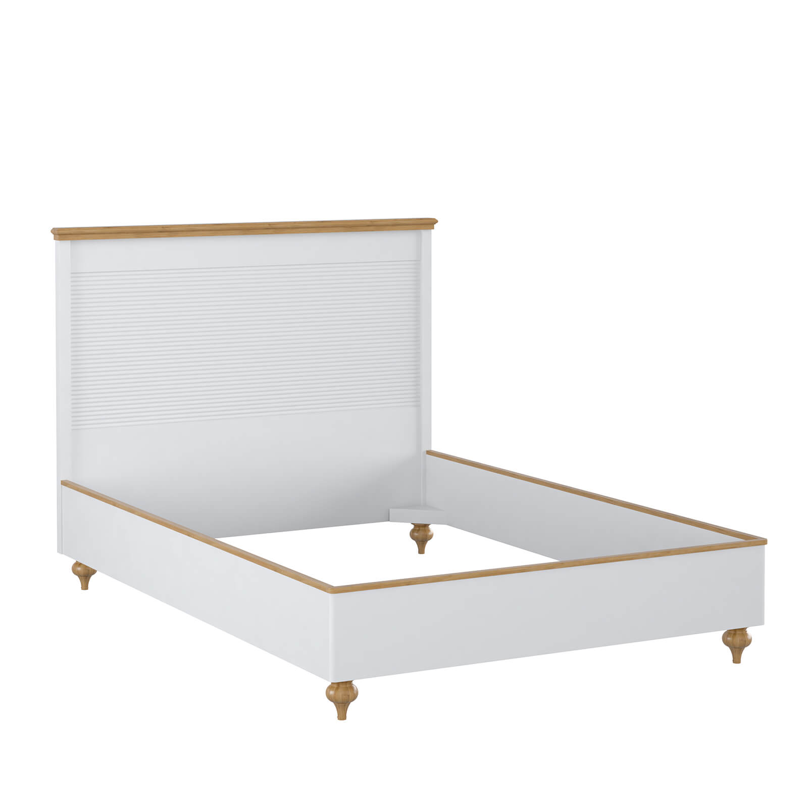 Кровать белая массив сосны и МДФ "Рандеву" 1400 (белый лак/антик-24)