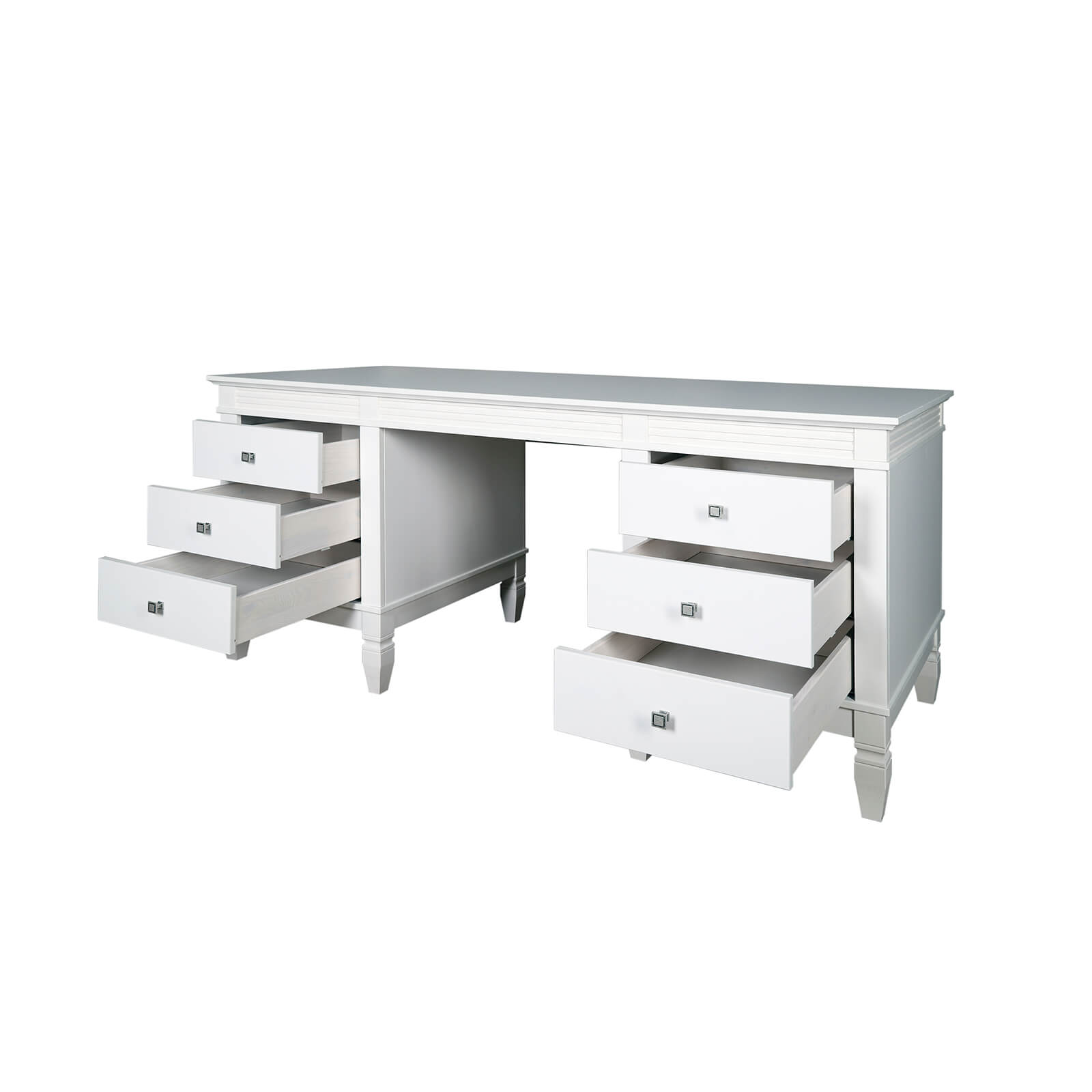 Стол письменный 6 ящиков "Ольса" 206 (белый лак)