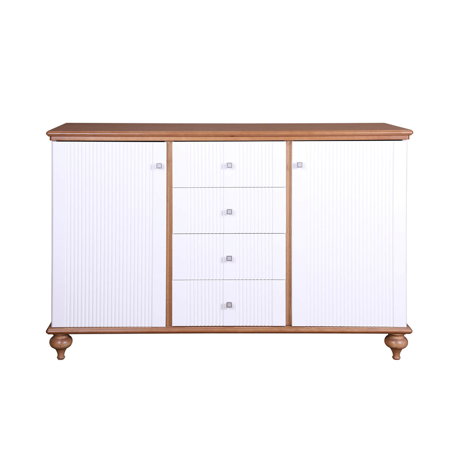 Комод с 4 ящиками белый "Рандеву" 324 (белый лак/антик-24)