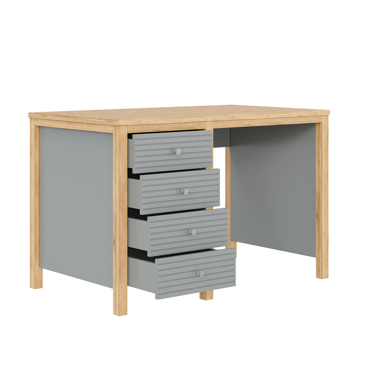 Стол письменный серый Вояж-04-РЯ (Серый №7042 + антик №24)