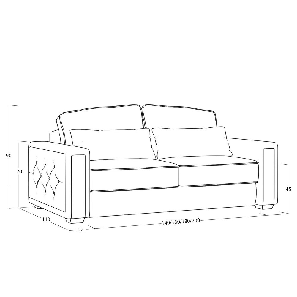 Диван Diamante (с механизмом) DDi-I-180-K03-Ka-0375
