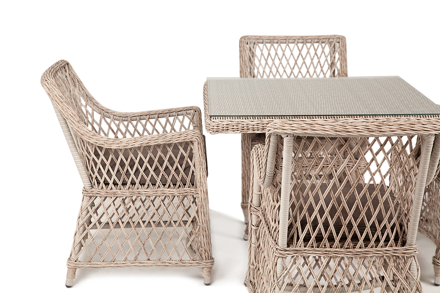 "Арлиш" обеденная группа плетеная на 4 персоны, цвет бежевый