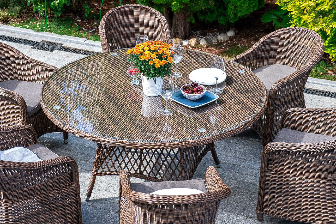 "Эспреззо–150 R" обеденная группа плетеная, цвет коричневый