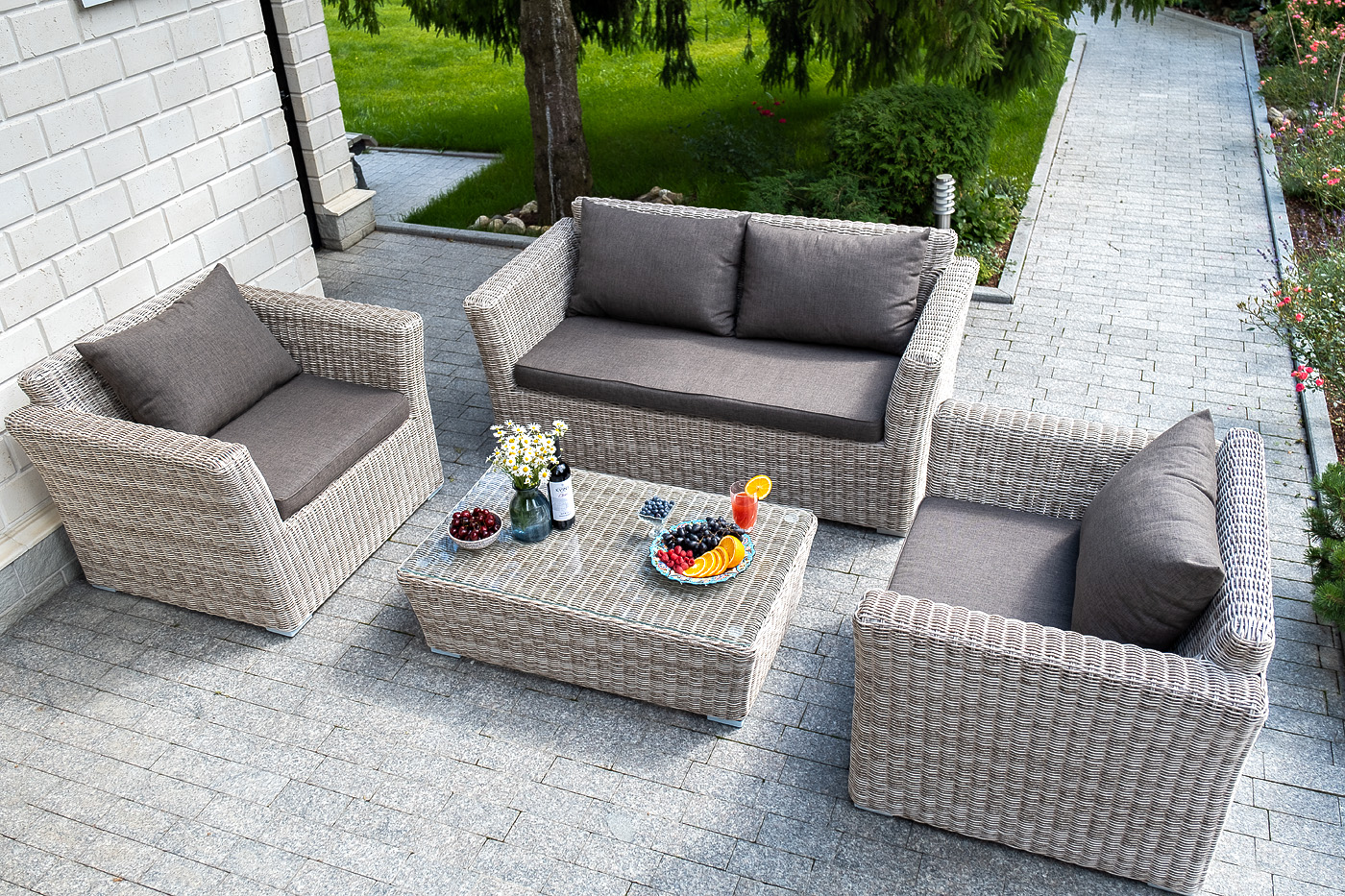 "Капуто" диван из искусственного ротанга двухместный, цвет бежевый