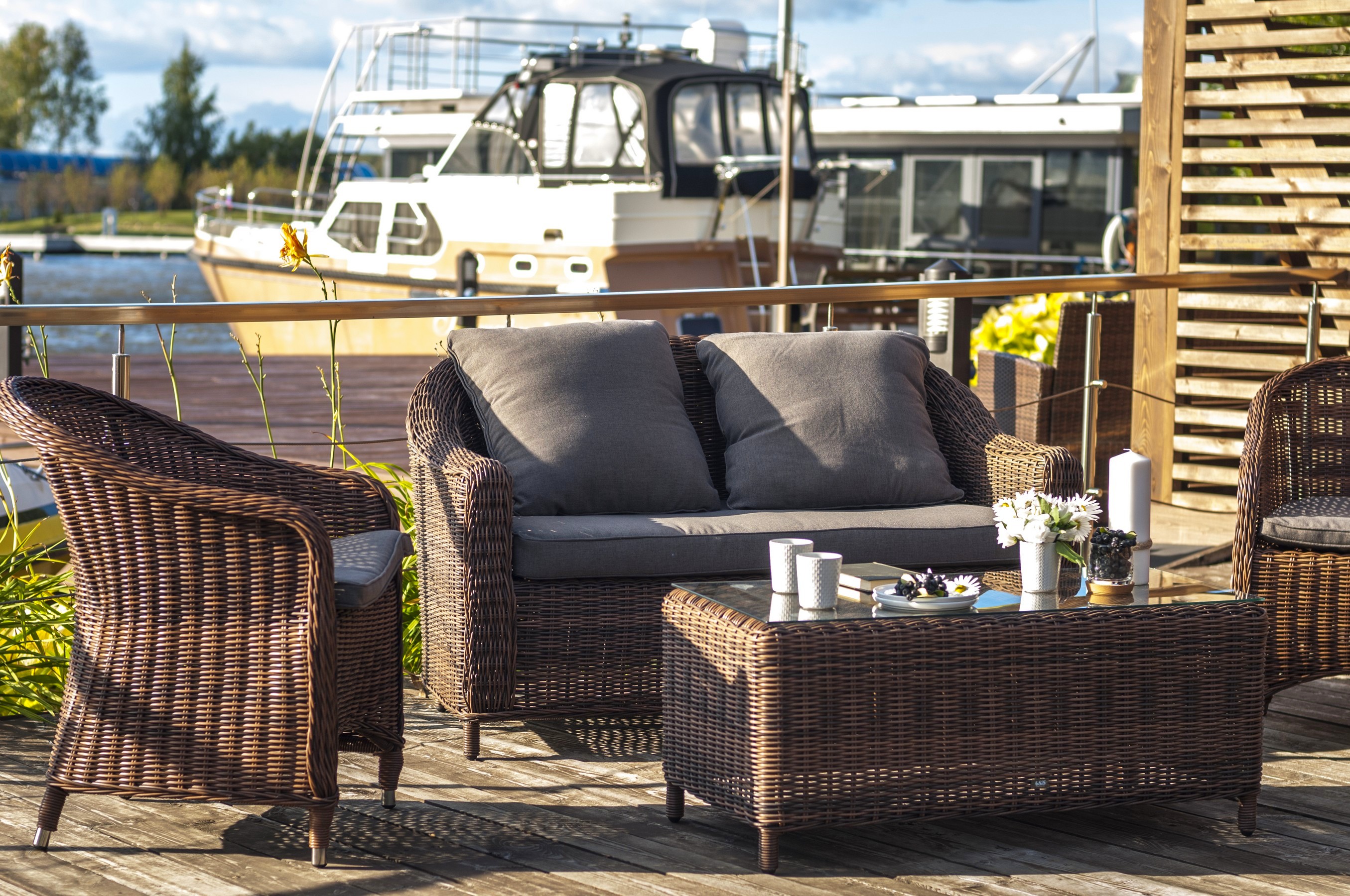 "Копаннини" диван из искусственного ротанга двухместный, цвет коричневый